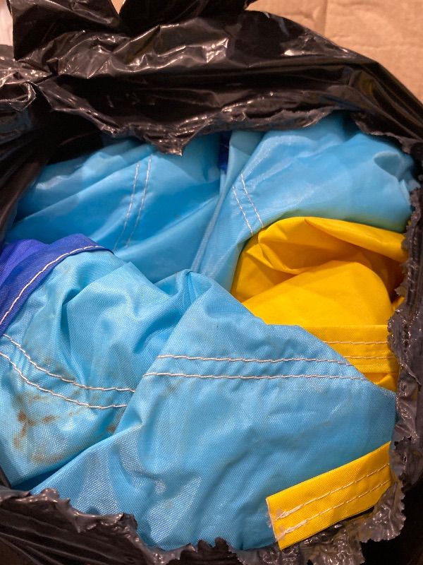 Photo 1 of *Major Damaged* JOYLDIAS Inflatable Water Slide Bounce House,Giant Water Park, Double Slide Bouncer Castle w/Splash Pool, Jump Area, Climbing Wall, 550W Air Blower for Kids Backyard Indoor Outdoor Use,Free Water Gun