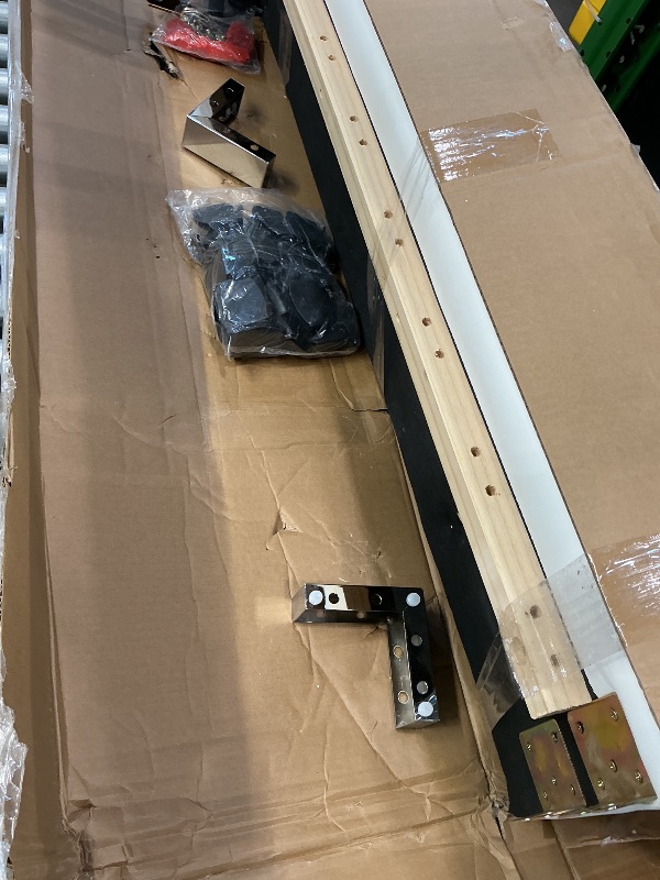 Photo 1 of *Dirty* *No main frame* Zevemomo Floating King Bed Frame with Storage Headboard, Upholstered Platform Floating Bed Frame King with LED Lights, Charging Station with USB Ports, Noiseless, White