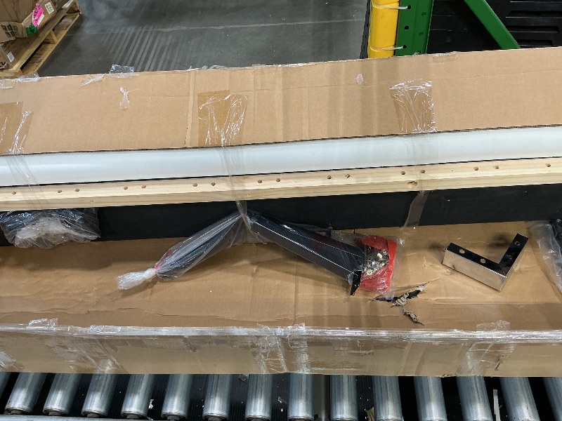 Photo 1 of *Dirty* *No main frame* Zevemomo Floating King Bed Frame with Storage Headboard, Upholstered Platform Floating Bed Frame King with LED Lights, Charging Station with USB Ports, Noiseless, White