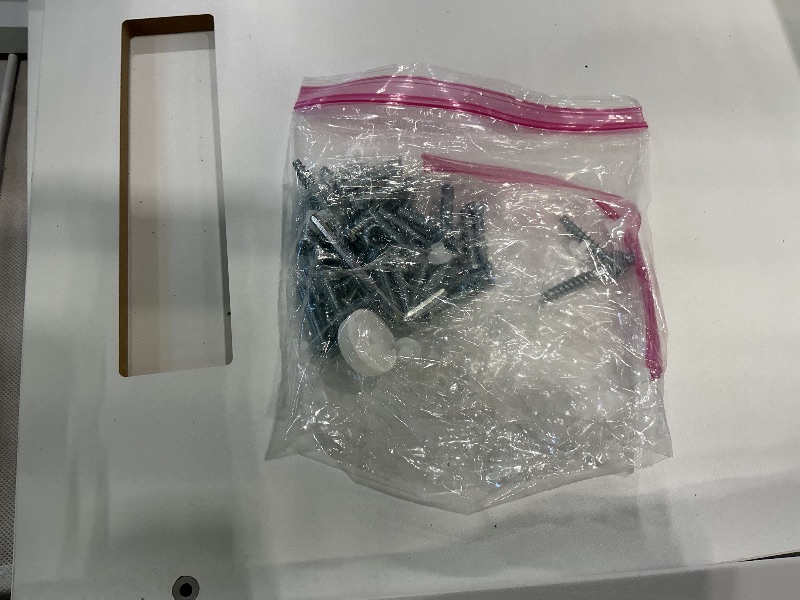 Photo 1 of ***SEE CLERK COMMENTS***GYIIYUO 93'' Two Person Desk with LED Lights & Charging Station, Long Desk with 3 Drawers and Printer Shelf, Double Computer Desk, 2 Person Writing Study Table Workstation for Home Office, White