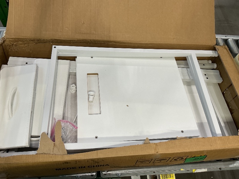 Photo 1 of ***SEE CLERK COMMENTS***GYIIYUO 93'' Two Person Desk with LED Lights & Charging Station, Long Desk with 3 Drawers and Printer Shelf, Double Computer Desk, 2 Person Writing Study Table Workstation for Home Office, White