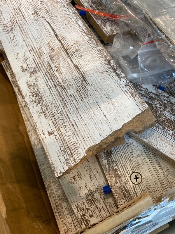 Photo 1 of *Minor Damaged* Little Tree 63-Inch Long Console Tables for Entryway, Large Sofa Table Behind Couch, Wooden Entry Foyer Hallway Table, Modern Console Sofa Tables for Living Room, Distressed White