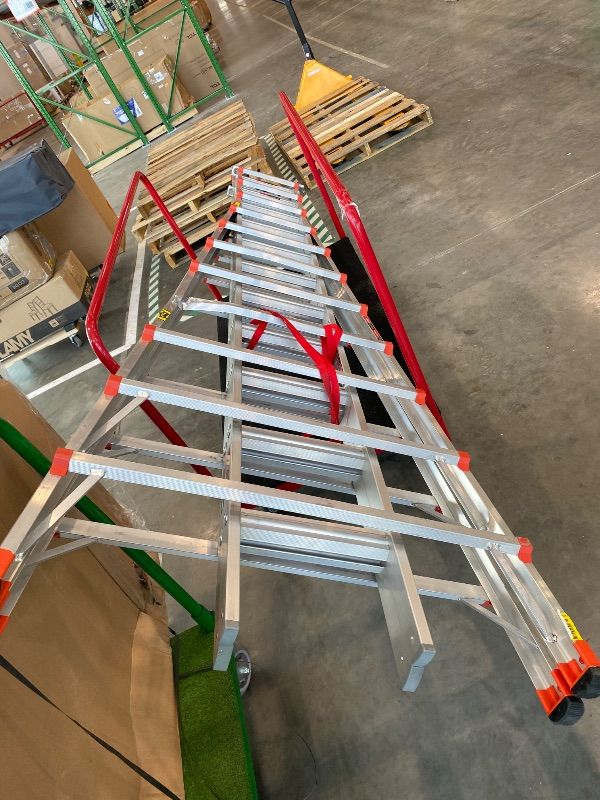 Photo 1 of *Major Damaged*Little Giant Ladders, SkyScraper, M21, 11-21 Foot, Stepladder, Aluminum, Type 1A, 300 lbs Weight Rating, (10121),Gray