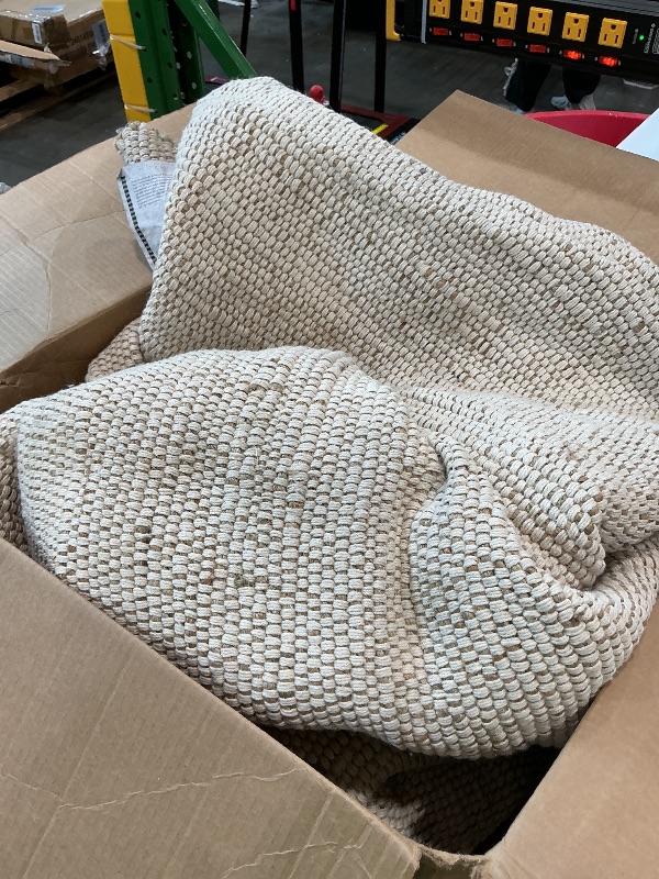 Photo 1 of  S& L Homes Jute Cotton Hand Woven Natural Farmhouse Area Rug for Living Room - Rustic Vintage Bohemian Décor - (9' x 12' Natural)