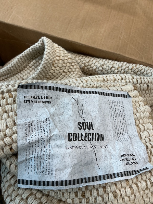 Photo 1 of  S& L Homes Jute Cotton Hand Woven Natural Farmhouse Area Rug for Living Room - Rustic Vintage Bohemian Décor - (9' x 12' Natural)