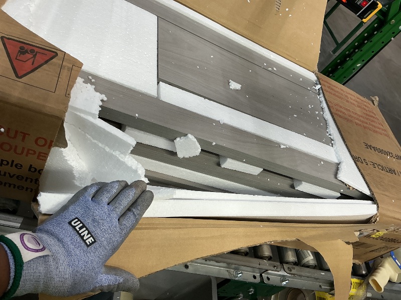 Photo 1 of ***PARTIAL SET*** ***READ CLERK NOTES*** Merax 4-Pieces Queen Size Bedroom Set, Platform Bed Frame with Storage Headboard USB Charging Ports & 1x Dresser Cabinet 5 Drawers & 2 x Nightstands,Vintage, Wooden, No Box Spring Needed, Light Gray