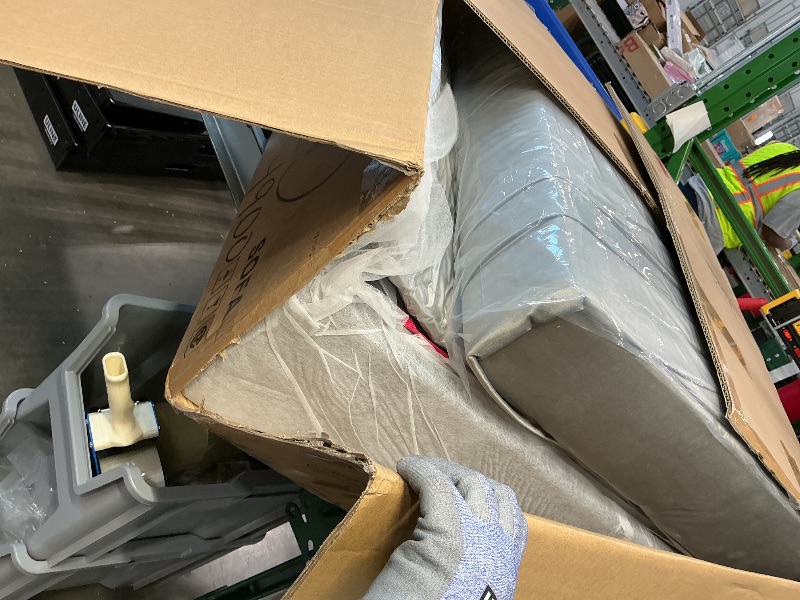 Photo 1 of 106" L-Shaped Modern Sofa Modular Sectional Cloud Couch with Charging Station, Convertible Sectional Sofa Sleeper Bed with USB/Type-C Port, Removble Chaise Sofa for Living Room, Apartment, Grey Velvet