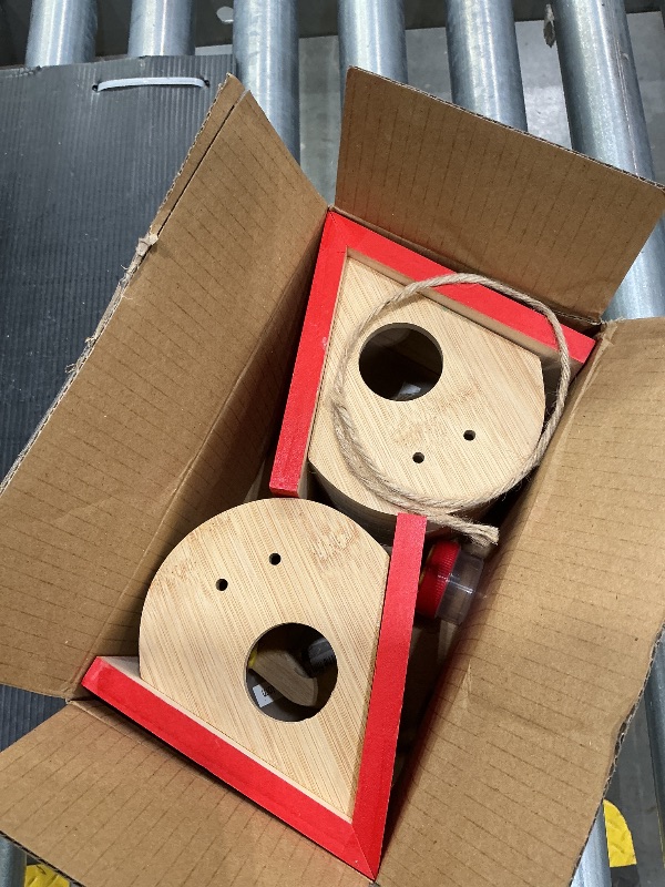 Photo 1 of 2 Pack Hummingbird Houses with Feeder, Wooden Hanging Bird House Outside, Window Birdhouse for Viewing Inside with Hemp Ropes for Bluebird Finch Chickadee Nesting