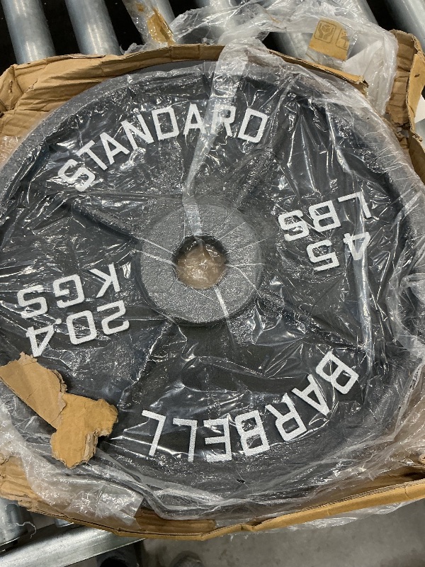 Photo 1 of ?45LB Single?Pro-Style Cast Iron Gym Plate | 45 LB Weight with Machined 1" Hole | Precision Silver Numerals (LB/KG) | for Standard Bars