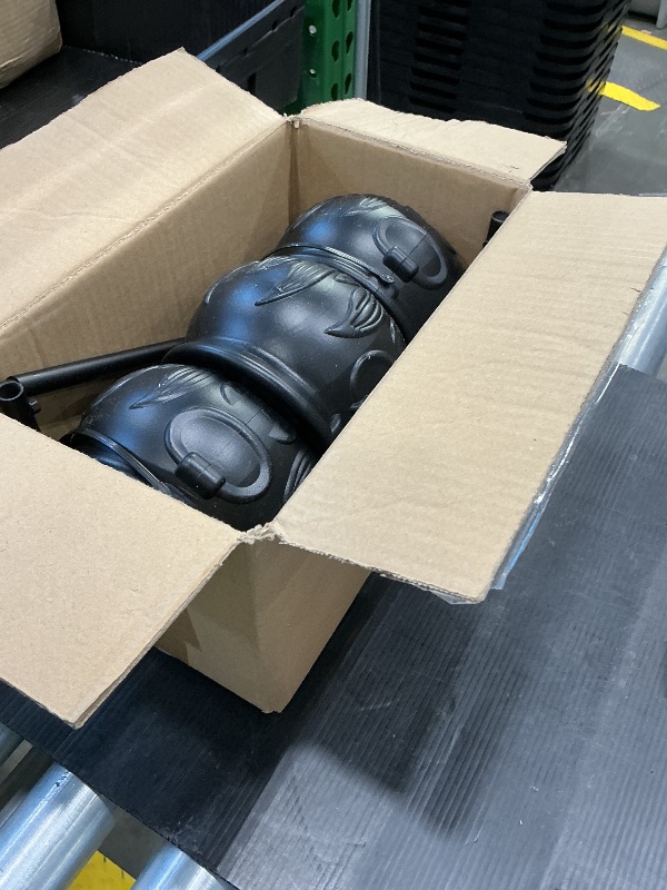 Photo 1 of 12 PCS Cauldron Halloween Decor, Large and Mini Black Plastic Hanging Cauldrons Serving Set, Spooky Witches Cauldron Desserts Candy Serving Bowls for Table Indoor Home Hocus Pocus Party Decorations