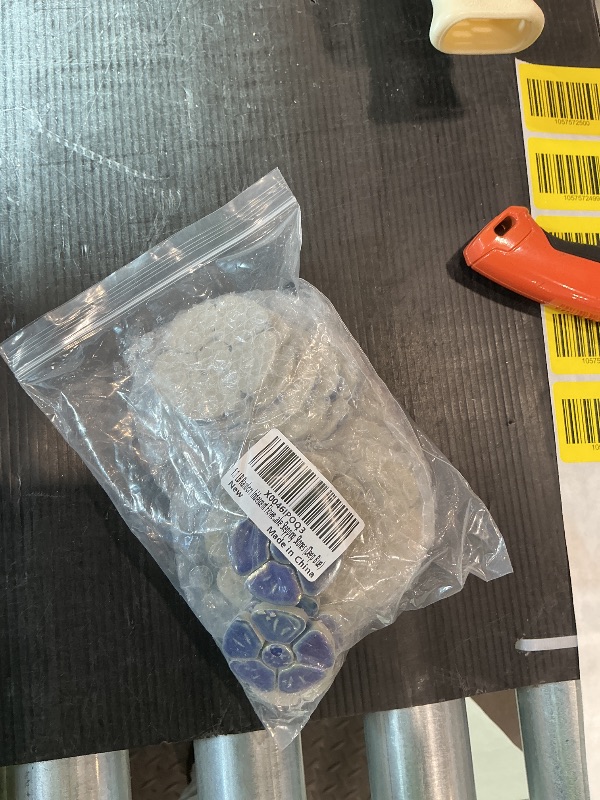 Photo 1 of 1.1 LB Random Iridescent Flower Ceramic Mosaic Tiles for DIY Crafts,3 Size Flowers Mosaic Pieces for Artwork,Photo Frames,Cups,Flower Pots,Fish Tank,Vases,Make Stepping Stones (Deep Blue)