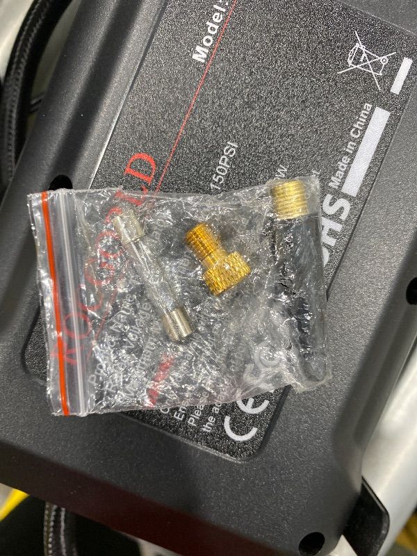 Photo 1 of *Missing Parts - Check clerk notes*
ROCGORLD R8 Tire Inflator Portable Air Compressor, DC 12V Air Compressor Portable with Large Dual Digital Screen, 3X Faster Inflation Air Pump for Car, Bike, Ball, Motor