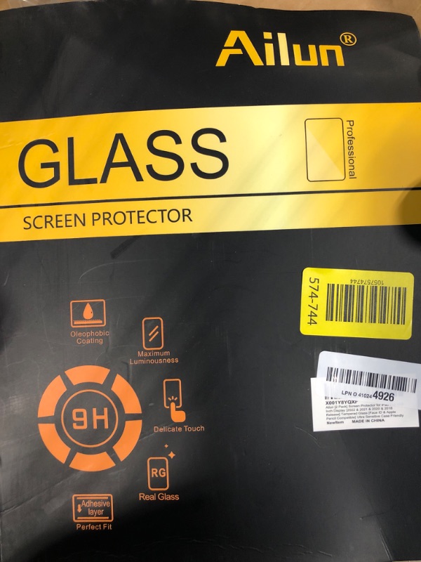 Photo 1 of ****ONLY ONE*****Ailun 2 Pack Screen Protector for iPad Pro 12.9 Inch Display [2022 & 2021 & 2020 & 2018 Release] Tempered Glass [Face ID & Apple Pencil Compatible] Ultra Sensitive Case Friendly