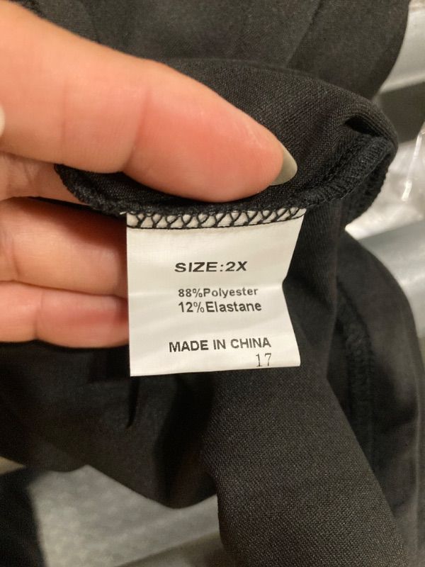 Photo 1 of ***SIZE 2XL***Nmoder Women's Plus Size Stretchy Flared Wrap Dress Casual Wedding Guest Cocktail Work Midi Dresses V Neck 3/4 Sleeve A-Line Swing Black 2XL