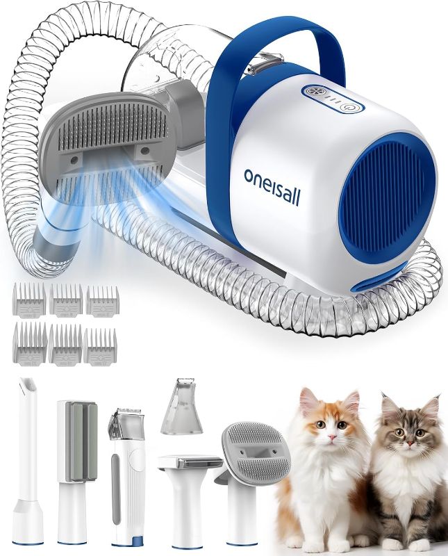 Photo 1 of ***RETAIL PRICE 99.99*****oneisall Cat Vacuum Groomer Quiet, Pet Vacuum Grooming Kit with Clipper Paw Trimmer & Brush, 1.5L Large Dust Cup Pet Vacuum for Shedding, Trimming & Home Cleaning