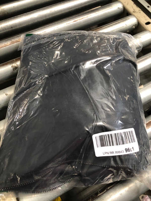 Photo 1 of ****has a little damage******* chouyatou Men's Vintage Asymmetric Zip Lightweight Faux Leather Biker Jacket (Large, Black)