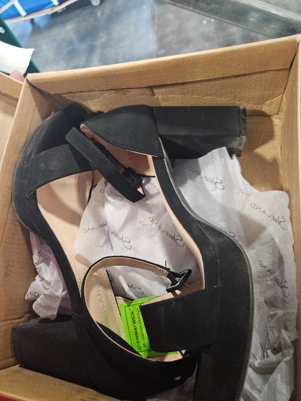 Photo 1 of **DIRTY**
Shoe Land Platform Heels for Women | 3.75 Inch Chunky Block Heeled Sandals with Ankle Strap | Open Toe Strappy High Heels for Wedding, Party & Formal Events, 0623BlackNubuck, Size 11.0, SL-Cabrini