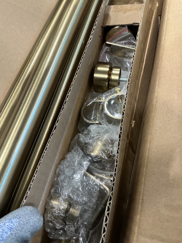 Photo 1 of 2 Pack Warm Gold Curtain Rods for Windows 28 to 48 Inches Adjustable Length Heavy Duty 1" Diameter Brass Window Curtain Rod with Solid Metal Finials for Outdoor Farmhouse Bedroom Kitchen Living Room