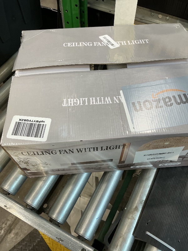 Photo 1 of 20'' Boho Rattan Ceiling Fan with Light, Coastal Caged Ceiling Fans with Lights and Remote Control, Enclosed Hidden Flush Mount with Reversible 6 Speeds for Living Room Bedroom Nursery