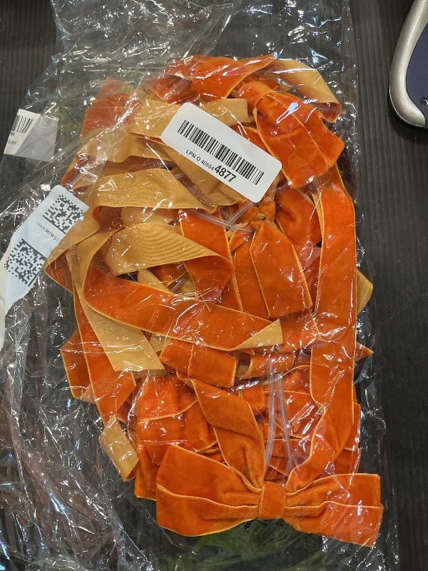 Photo 1 of 12Pcs Fall Velvet Ribbon Bows Tree Decorations,5in x 10in Orange Christmas Ornaments for Tree Home Thanksgiving Party Front Door Wreath Holiday Decor