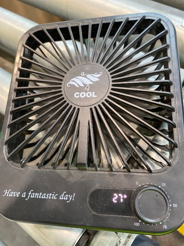 Photo 1 of *Major Damaged* Fenxyo Portable Desk Fan Quiet, 4000mAh Battery Powered Fan for Travel, 10 Hours Runtime, 180° Foldable Personal Travel Fan for Home Office Bedroom Outdoor Camping, Cruise Essentials - Black  *Missing Parts*
