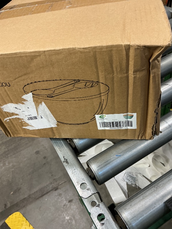 Photo 1 of 11.3" Extra Large Salad Bowl with Wooden Lid & Servers, 208Oz, Oversized Bamboo Fiber Salad Serving Set with Utensils for Home/Kitchen, Big Lightweight Bowl for Mixing Salad,Fruit,Pasta - Turquoise