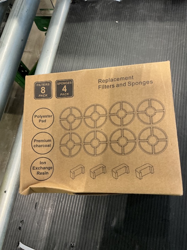 Photo 1 of 12 Pack Cat Water Fountain Filter, 8 Pcs Cat Fountain Filters Replacement Dia is 5" & 4 Pcs Pre-Filter Sponges for 81oz / 2.4L Round Automatic Pet Water Fountain Dog Dispenser, 3-Filtration System