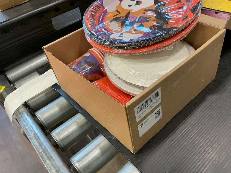 Photo 1 of 175 PCS Halloween Plates and Napkins Sets, Halloween Party Supplies Includes Disposable Plates Dessert Plates Napkins Cups Plastic Knives Forks Spoons Disposable Dinnerware Set (25 Guest)