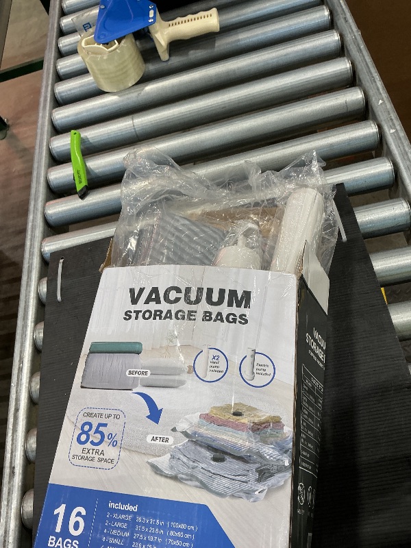 Photo 1 of 16 PCS Vacuum Seal Bags for Clothing with Electric Air Pump, Compression Space Saver, Vacuum Storage Bags for Luggage, Travel, Blankets, Pillows, Bedding and Moving, Hand Pump Included