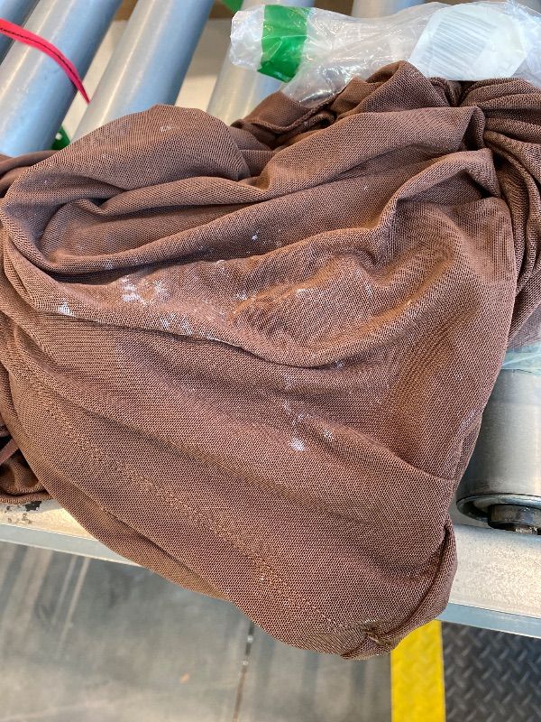 Photo 1 of *Minor Damaged - Check clerk notes*
Milumia Women's Off The Shoulder Ruched Sheer Dress Tie Front Bodycon Mini Dresses Coffee Brown, Size Medium