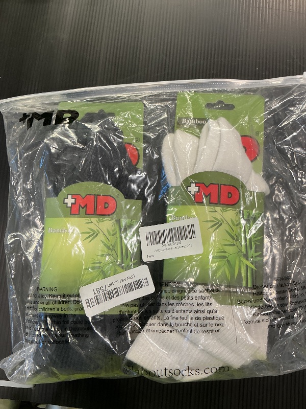 Photo 1 of +MD Bamboo Rayon 6 Pairs Socks for Men and Women, Soft Casual Smell Control Cushioned Calf Crew Men Dress Socks 2Black/2White/2Grey10-13