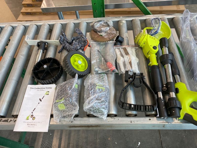 Photo 1 of 20000 RPM Electric Weed Wacker Cordless, 3-in-1 Weed Eater Cordless with Battery Powered, Lawn Mower/Grass Trimmer/Lawn Edger with 3 Types Blades, Battery Weed Wacker with Wheels (2 Battery, Green)