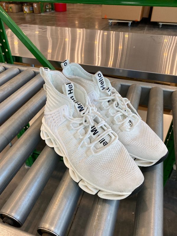 Photo 1 of *Minor Damaged*DUDHUH Running Shoes for Men Comfortable Athletic Cross Trainer Casual Walking Fashion Mens Tennis Sock Sneakers White Size 7