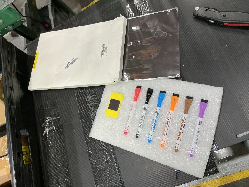 Photo 1 of 4 PACK Magnetic Dry Erase Board Sheet for Fridge, 12"x8" Erasable Refrigerator WhiteBoard w/ 6 Markers & 1 Eraser- Smooth and Flexible Small Magnet Blank Notepad for Home Kitchen Organizer and Planner