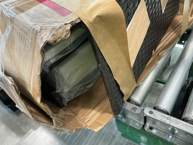 Photo 1 of ****JUST TABEL AND COUSHIONS GLASS IS NOT BROKEN******* Pieces Patio Furniture Sets Outdoor All-Weather Sectional Patio Sofa Set PE Rattan Manual Weaving Wicker Patio Conversation Set with Glass Table&Ottoman Cushion and Red Pillows