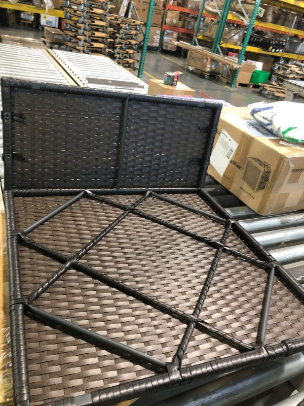 Photo 1 of ****JUST TABEL AND COUSHIONS GLASS IS NOT BROKEN******* Pieces Patio Furniture Sets Outdoor All-Weather Sectional Patio Sofa Set PE Rattan Manual Weaving Wicker Patio Conversation Set with Glass Table&Ottoman Cushion and Red Pillows