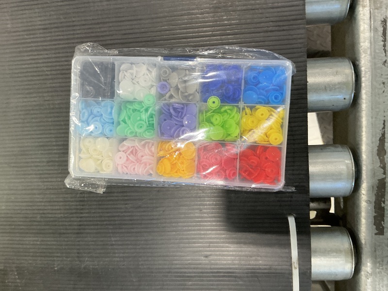 Photo 1 of 150 Sets Plastic Snaps Fasteners T5 Resin Snap Buttons Kit Plastic Snap Buttons for Clothing Sewing Crafting No-Sew Round Buttons with Storage Organizer for Crafts Cloth Diaper Bibs Bags (15 Colors)