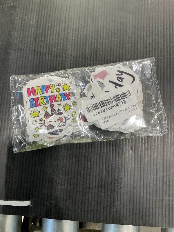 Photo 1 of 100 PCS Birthday Stickers Cute Happy Birthday Party Vinyl Waterproof Stickers for Laptop,Guitar,Motorcycle,Bike,Skateboard,Luggage,Phone,Hydro Flask, Gift for Kids Teen Birthday Party