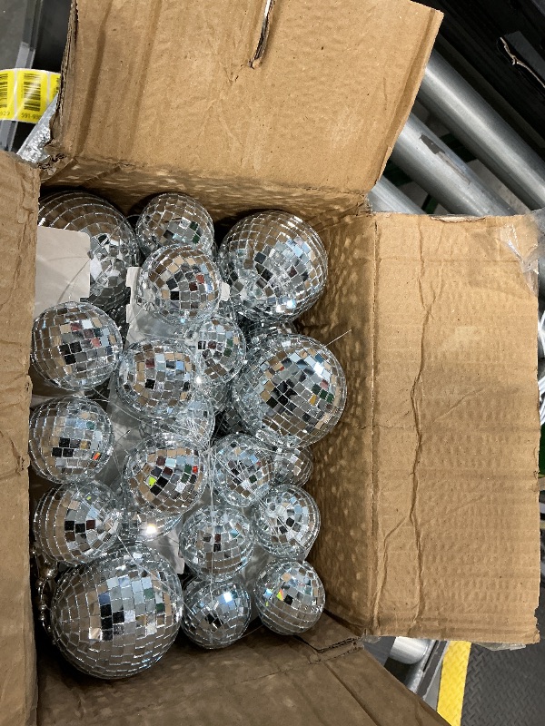 Photo 1 of 8 Packs 4.9 ft Disco Ball Party Decorations Mini Disco Ball Ornaments Silver Hanging Reflective Mirror for Christmas Wedding 70s Dance Music Birthday Party Supplies (2inch, 3inch)