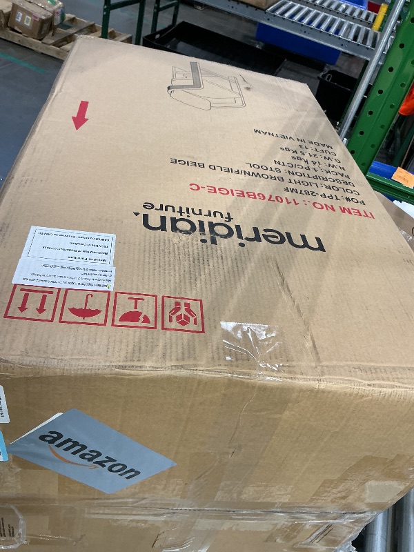 Photo 1 of ***READ CLERK NOTES*** ***PARTIAL SET - ONLY 1 Chair***
Meridian Furniture 11076Beige-C Sacha Collection Art Deco Stool with Rich Beige Linen Textured Fabric, Two Tone Weave, Solid Wood Brown Walnut Finish, Fluted Wood, 20.5" W x 21" D x 37.5" H, Beige