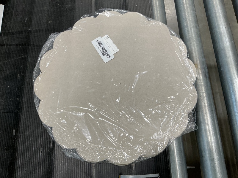 Photo 1 of 120 Pcs Light Pink Paper Placemats, 13.5 Inch Disposable Scalloped Placemat Round Table Place Mats Decorative Paper for Birthday Wedding Bridal Shower Baby Shower Banquet Tea Party