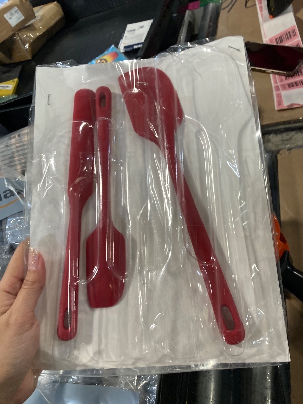 Photo 1 of ***MISSING 2*** ChefAide 5 Pieces Silicone Spatula Set, Food Grade Rubber Spatula, Upgrade Strong Handle with Ergonomic Grip, Heat Resistant Up to 600°F for Nonstick Cookware, Cooking Red