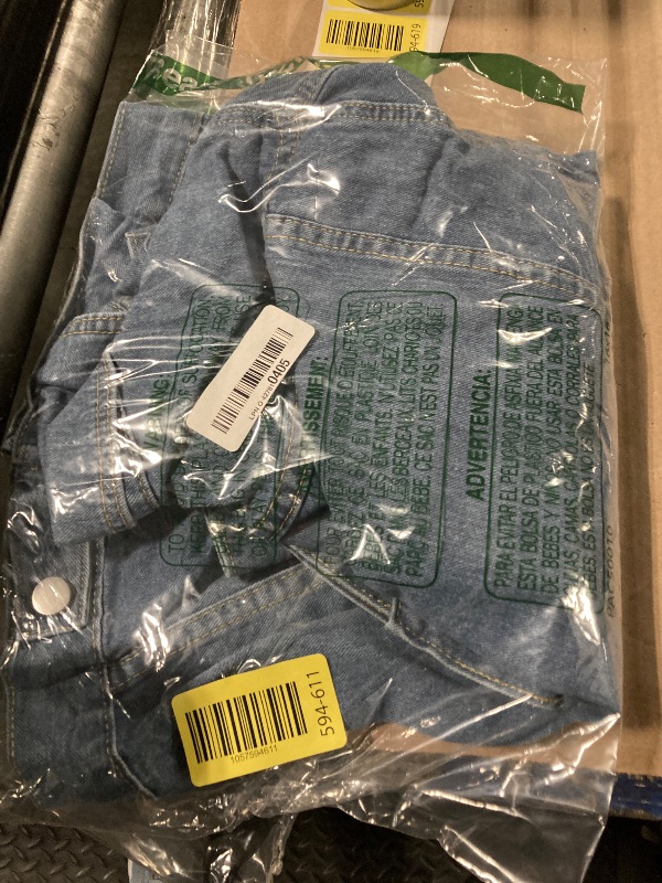 Photo 1 of ** SHOT SLEEVE ** Locachy Womens 3/4 Sleeve Short Denim Jacket Lapel Button Down Cropped Trucker Jean Jackets Coats Light Blue M