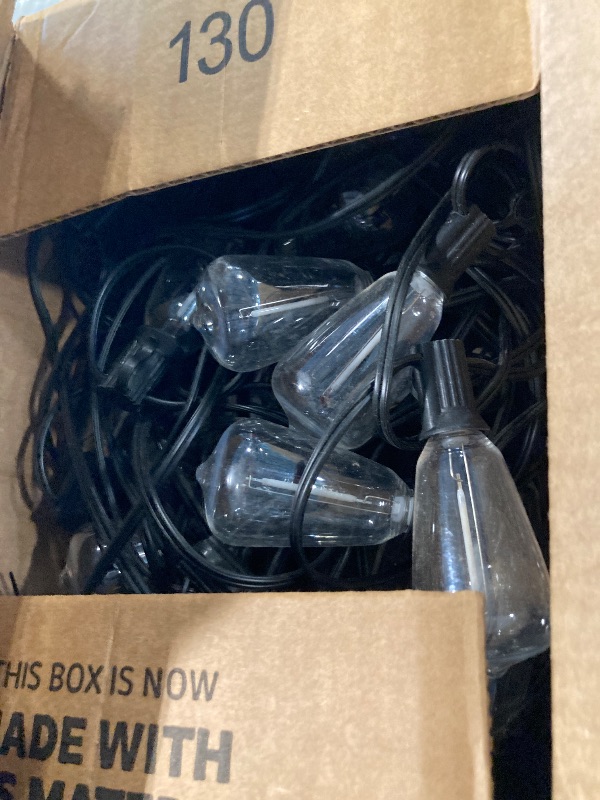 Photo 1 of ***REMOTE MISSING***Brightever 150FT Outdoor Lights with Remote, 2700K/4000K/5000K Selectable LED String Lights for Outside with 75+2 ST38 Shatterproof Edison Bulbs, 3 Modes Dimmable Waterproof Hanging Lights for Patio