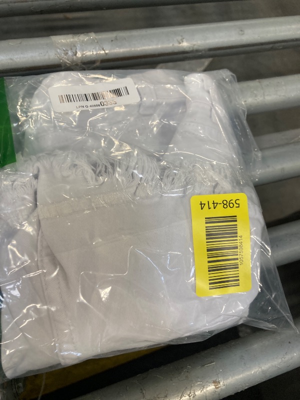 Photo 1 of **DIRTY**onlypuff Summer Frayed Denim Shorts for Women White Pockets Shorts Mid Rise M??