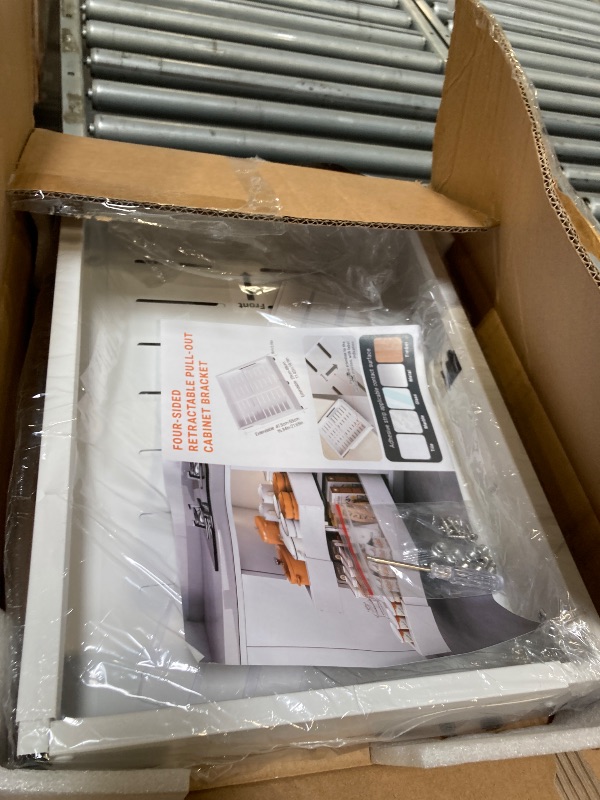 Photo 1 of 1 Pack Pull Out Cabinet Organizer, Slide Out Drawer Expandable Width (12"-19") and Depth (17"-23") With 3 Slides, Fixed with Adhesive Film and Nail for Cabinets in Kitchen, Pantry or Bathroom