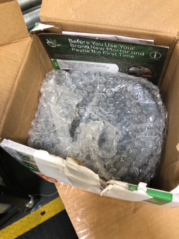 Photo 1 of **missing parts**ChefSofi Mortar and Pestle Set - 6 Inch - 2 Cup Capacity - Unpolished Heavy Granite for Enhanced Performance and Organic Appearance - Included: Anti-Scratch Protector