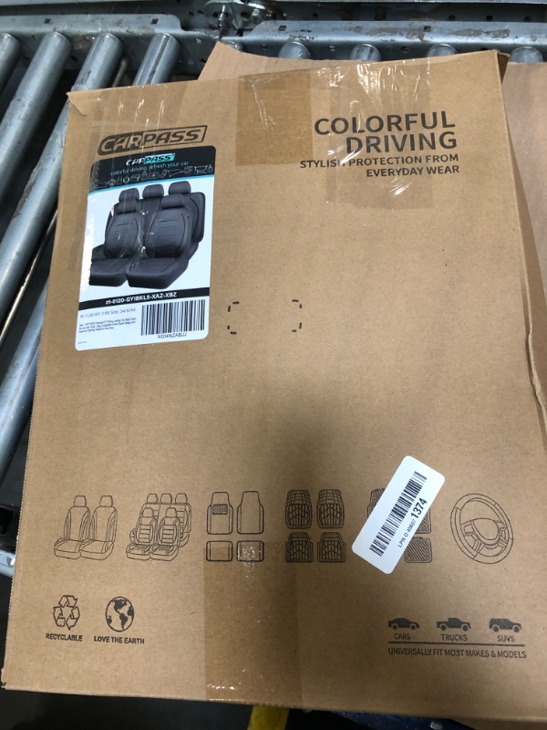 Photo 1 of ***Incomplet set***CAR PASS Piping Faux Leather Car Seat Cover Full Set,Grey Breathable Leather Seat Covers for Cars, Airbag Compatible,Universal Fit for SUVs,Van,Sedans,Small Trucks (Full Set, All Gray)
**One front seat is missing**