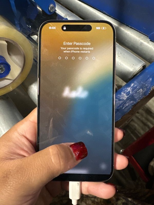 Photo 1 of ***MAJOR DAMAGE*** ***READ CLERK NOTES*** **STUCK ON PASSWORD SCREEN** Apple iPhone 15 Pro, 128GB, Natural Titanium - Unlocked (Renewed Premium)