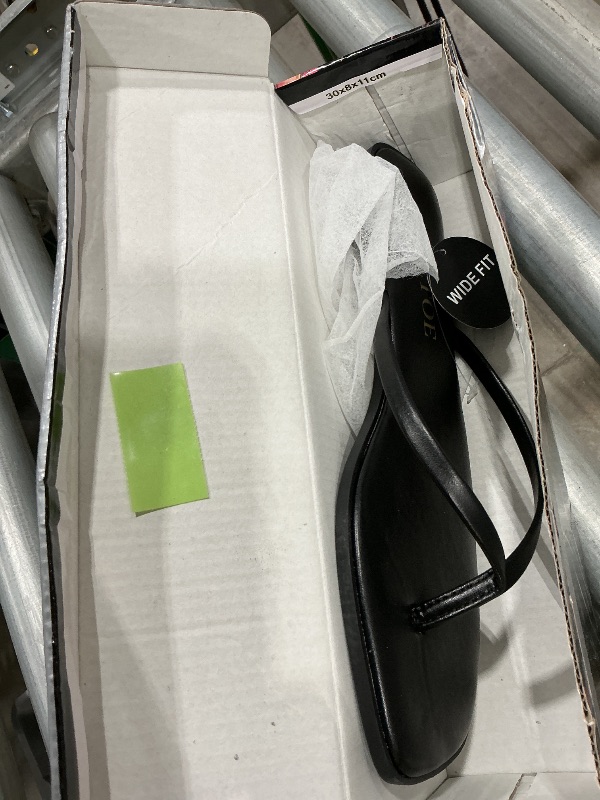 Photo 1 of ****ONLY ONE PAIR**** SKETOE Flip Flops for Women Square Toe Flat Sandals for Women Comfortable Thong Sandals Vegan Leather Flip Flops Lightweight Summer Beach Sandals Dressy Vacation Essentials Slides, Black, Wide